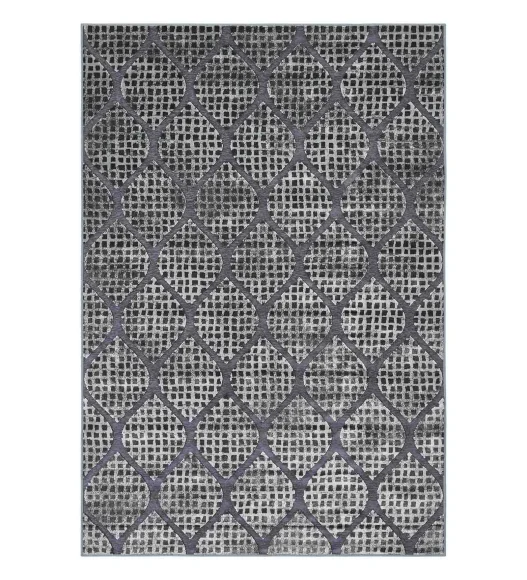 Cream and Grey Mororccan Viscose Carpet,200x290 cm