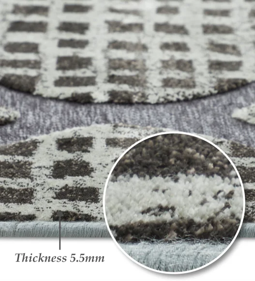 Cream and Grey Mororccan Viscose Carpet,200x290 cm