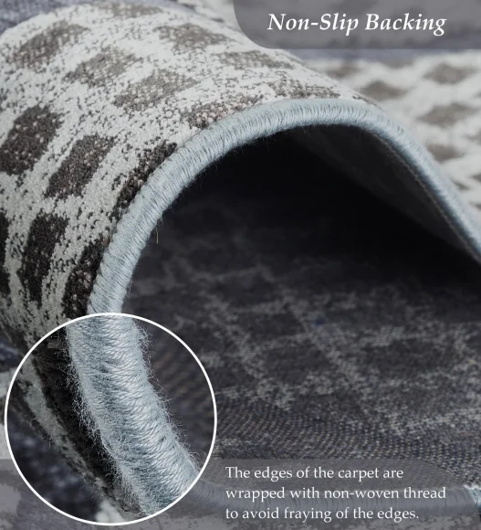 Cream and Grey Mororccan Viscose Carpet,200x290 cm