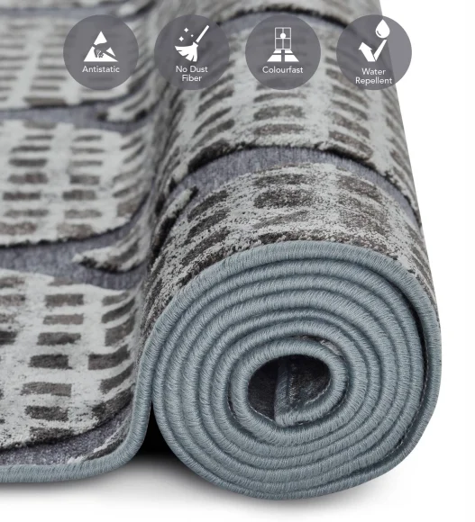 Cream and Grey Mororccan Viscose Carpet,200x290 cm