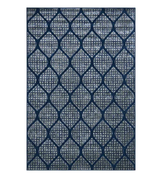 Cream and Blue Mororccan Viscose Carpet,200x290 cm