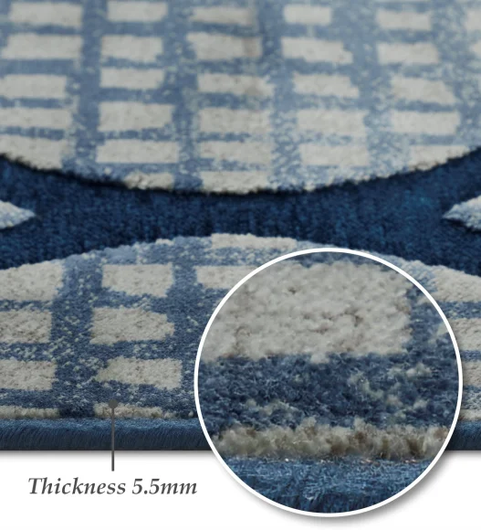 Cream and Blue Mororccan Viscose Carpet,200x290 cm