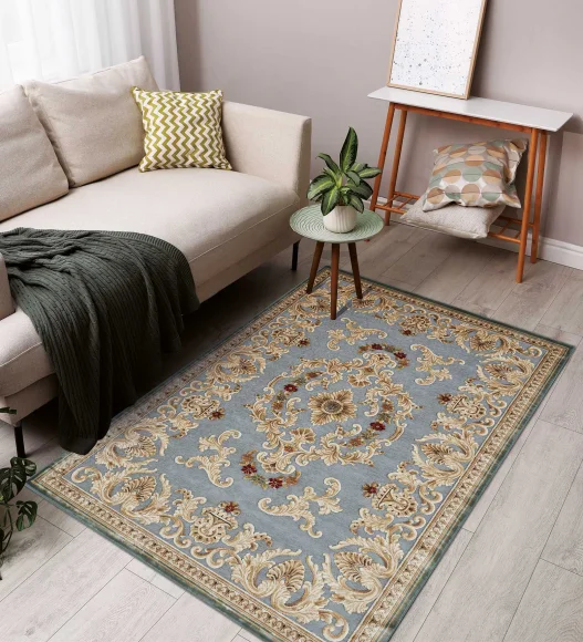 Beige and Grey Classical Viscose Carpet,200x290 cm