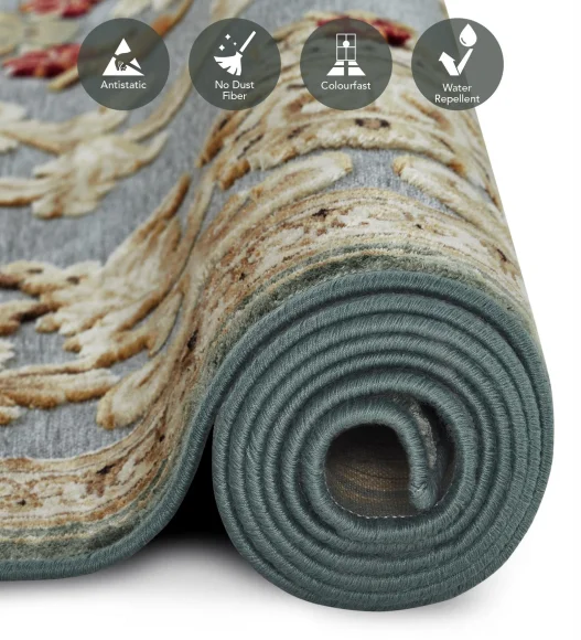 Beige and Grey Classical Viscose Carpet,200x290 cm