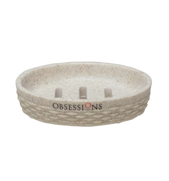 Alvina Polyresin Wicker Soap Dish Cream
