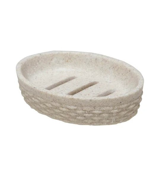 Alvina Polyresin Wicker Soap Dish Cream