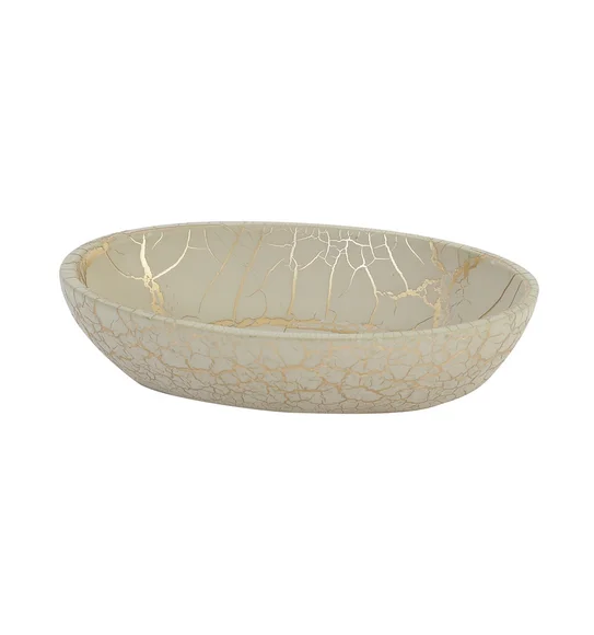 Alvina Polyresin Soap Dish Beige Gold