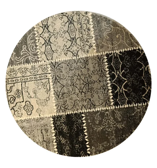Genious Round Machine Made Carpet Grey