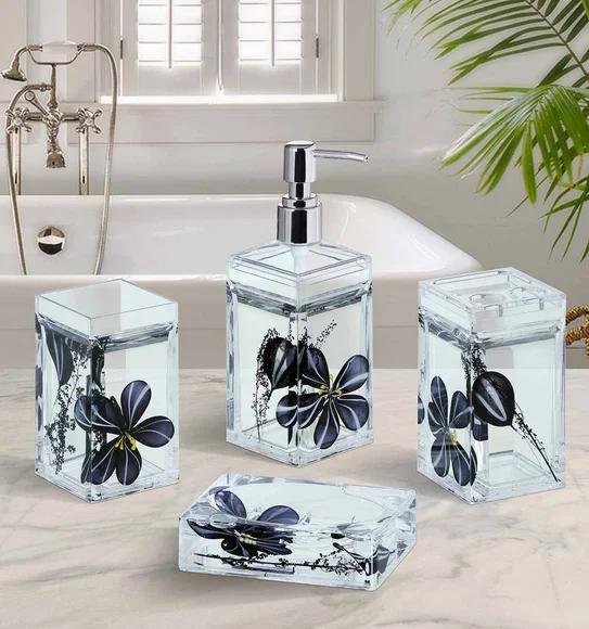 Agua Acrylic Acrylic Bath Set Black White