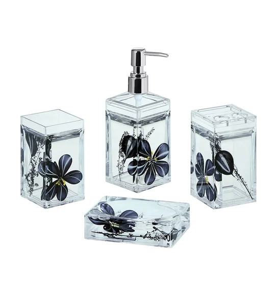 Agua Acrylic Acrylic Bath Set Black White