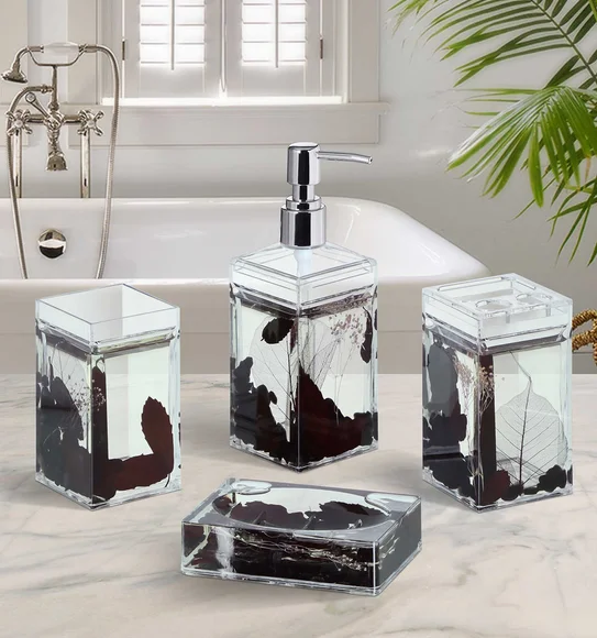 Agua Acrylic Acrylic Bath Set Black