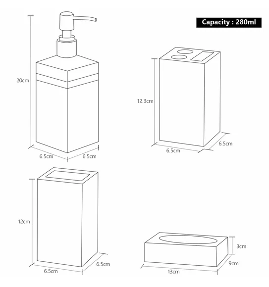 Agua Acrylic Acrylic Bath Set Black