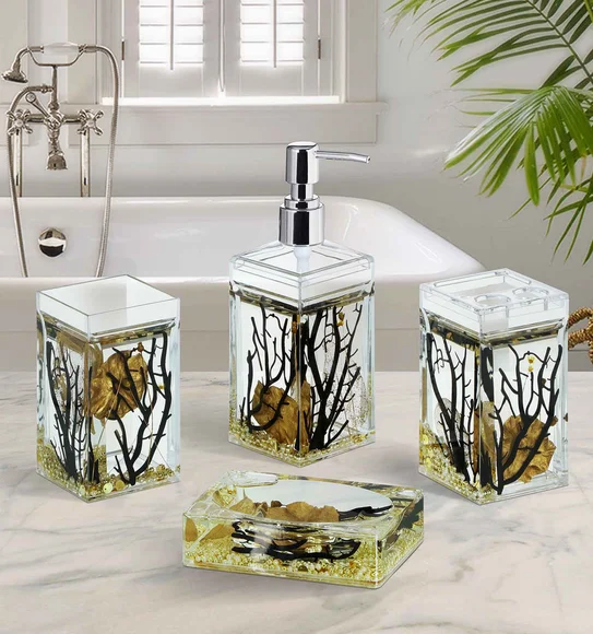 Agua Acrylic Acrylic Bath Set Gold