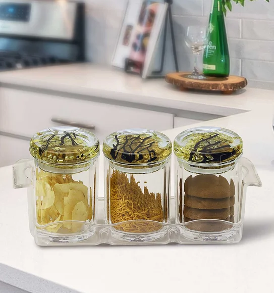 Agua Acrylic Acrylic Air Tight Jar Golden