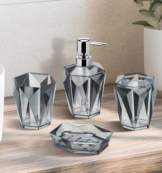 Agua Crystal Acrylic Bath Set Grey