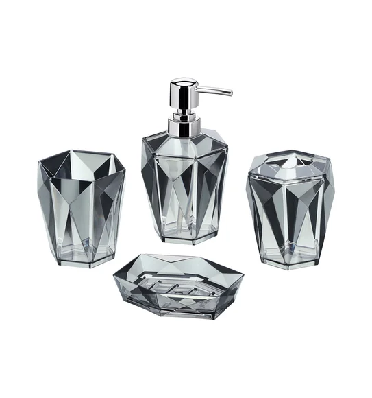Agua Crystal Acrylic Bath Set Grey