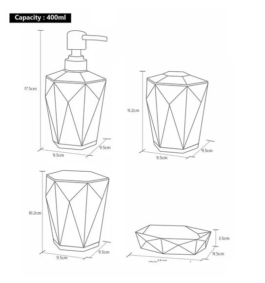 Agua Crystal Acrylic Bath Set Grey