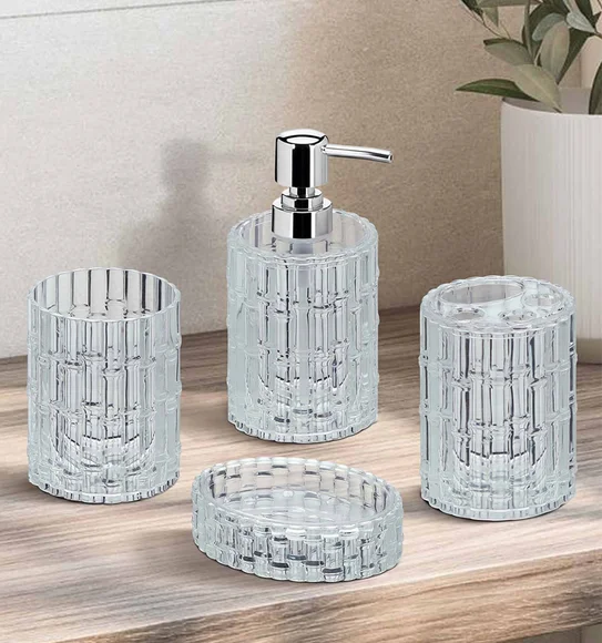 Agua Crystal Acrylic Bamboo Bath Set Clear
