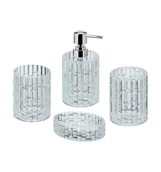 Agua Crystal Acrylic Bamboo Bath Set Clear