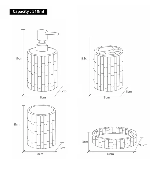 Agua Crystal Acrylic Bamboo Bath Set Clear