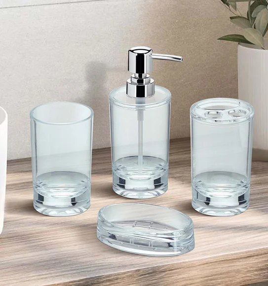 Agua Crystal Acrylic Plain Bath Set Clear