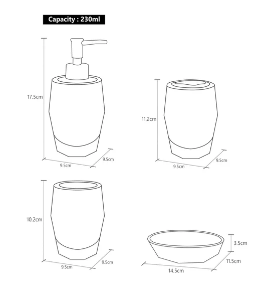 Agua Crystal Acrylic Bath Set Transparent