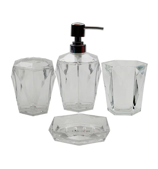 Agua Crystal Acrylic Diamond Bath Set Transparent