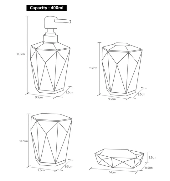 Agua Crystal Acrylic Diamond Bath Set Transparent