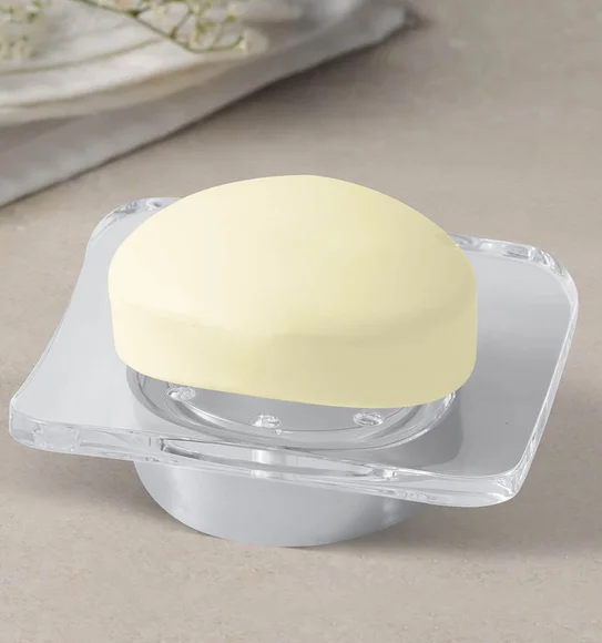 Agua Crystal Acrylic Soap Dish Chrome