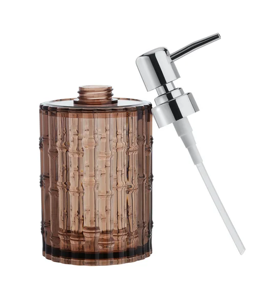 Agua Crystal Acrylic Bamboo Soap Dispenser Brown