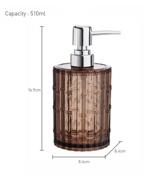 Agua Crystal Acrylic Bamboo Soap Dispenser Brown