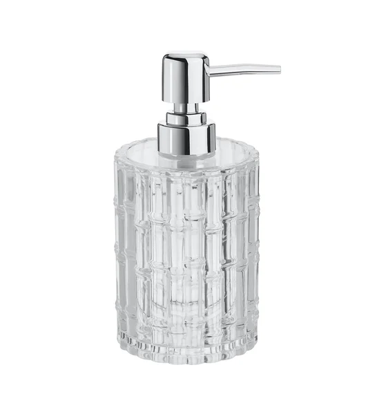 Agua Crystal Acrylic Bamboo Soap Dispenser Transparent