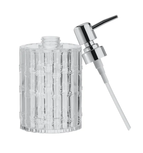 Agua Crystal Acrylic Bamboo Soap Dispenser Transparent