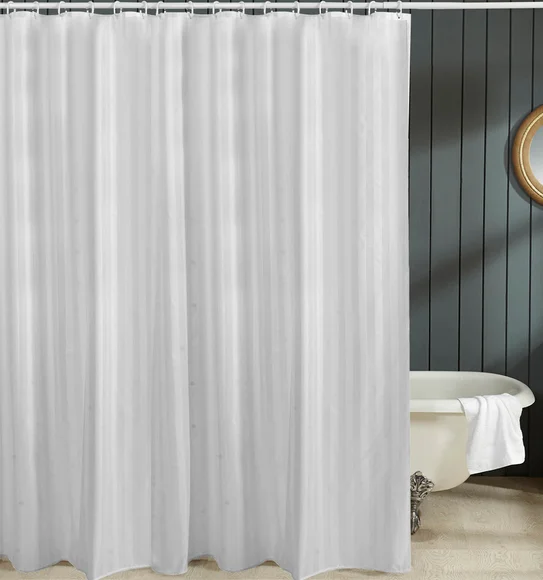 Hilton Water Repellent Polyester Shower Curtain White