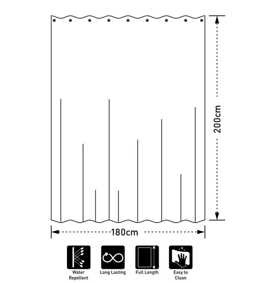 Hilton Water Repellent Polyester Shower Curtain Beige
