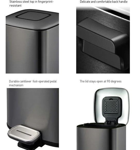 EKO 9388 Regent Deodorizer Compartment Step Bin Black Steel