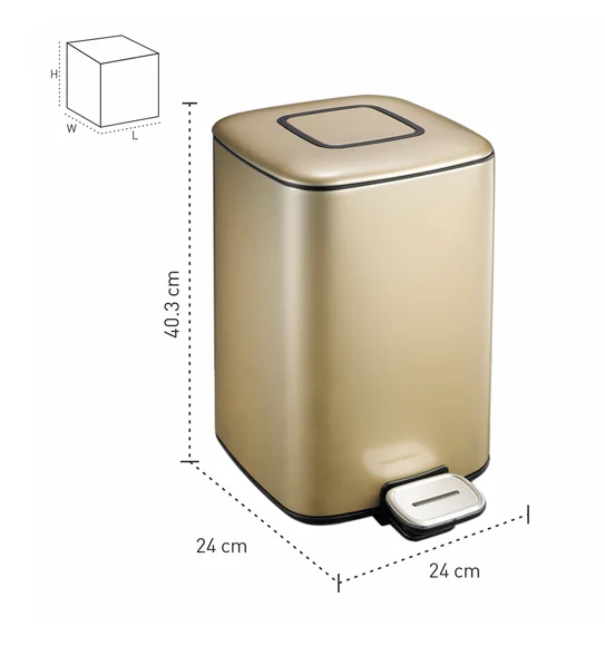 EKO 9388 Regent Deodorizer Compartment Step Bin Champagne Gold