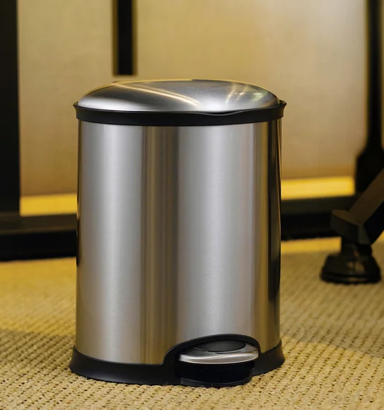 EKO 9325 Ellipse Brushed Stainless Steel Step Bin Metallic