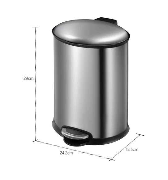 EKO 9325 Ellipse Brushed Stainless Steel Step Bin Metallic