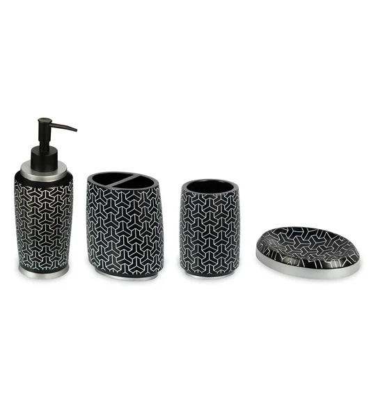 Alvina Polyresin Bath Set Black White