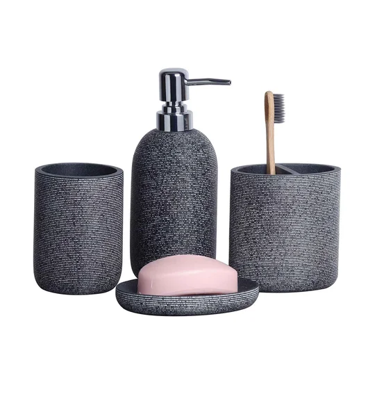 Alvina Polyresin Bath Set Charcoal