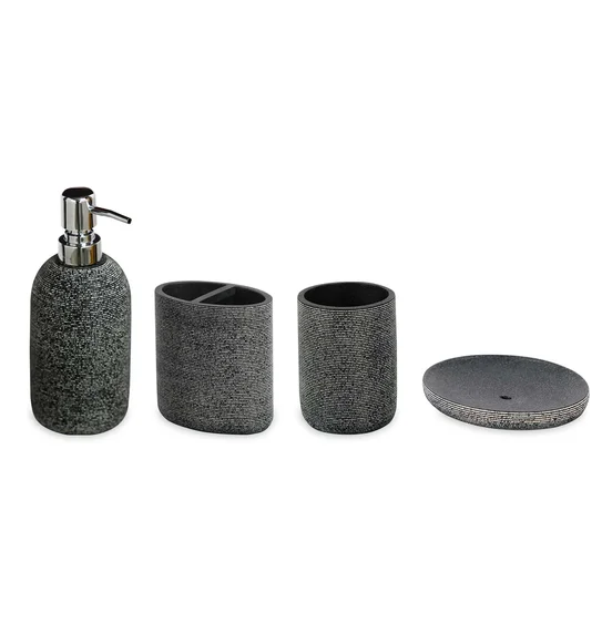 Alvina Polyresin Bath Set Charcoal