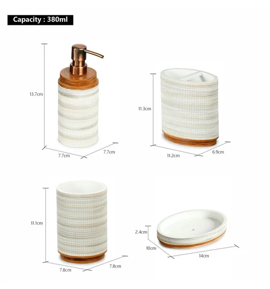Alvina Polyresin Bath Set Wood