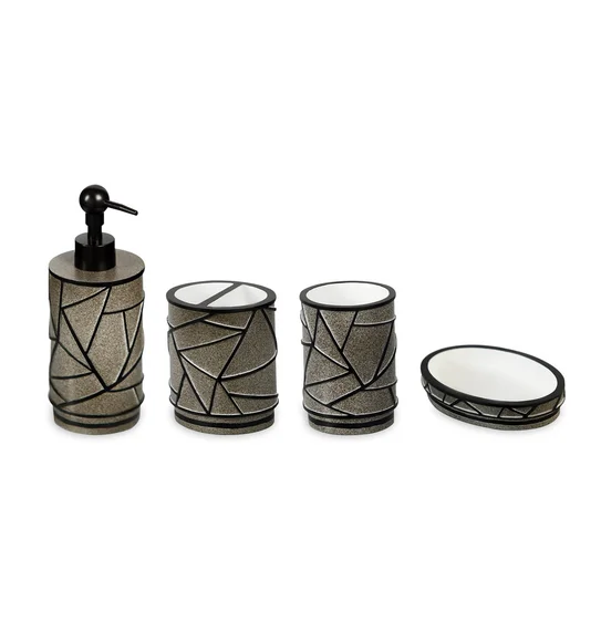 Alvina Polyresin Bath Set Black Grey