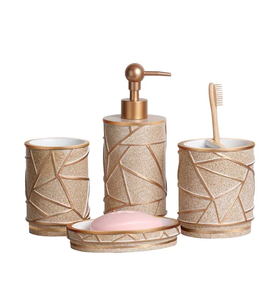 Alvina Polyresin Bath Set Golden