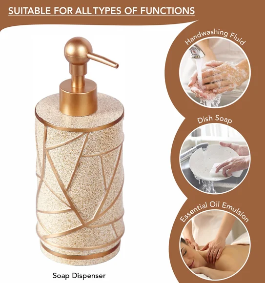 Alvina Polyresin Bath Set Golden