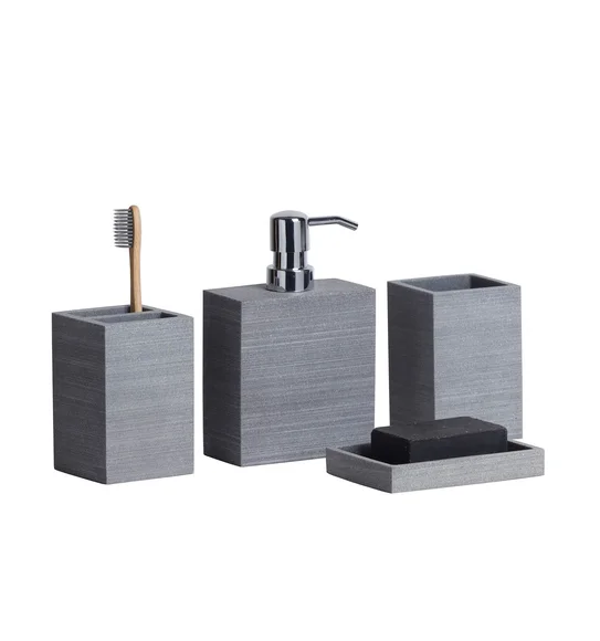 Alvina Polyresin Bath Set Concrete