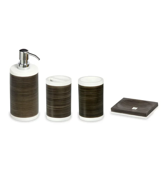 Alvina Polyresin Bath Set Brown White