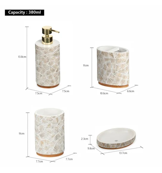 Alvina Polyresin Bath Set Camel