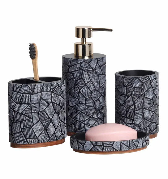 Alvina Polyresin Bath Set D.Grey